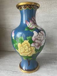 Cloisonne Brass Floral Vase Home Decor 9.5” Hight - Etsy