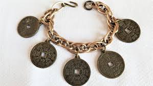 1980's-90's BAGUA FENG SHAI Coin Necklace-bracelet-pierced Earring Set - Etsy