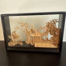 Vintage 90s Japan Diorama: Miniature Japanese Landscape in Black Lacquered Wooden Case - Etsy India
