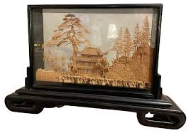 Vintage Chinese Cork Diorama, 1940s | Chairish