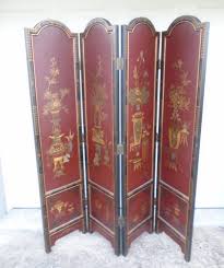 Arched Asian Screen Room Divider Red Partition Wall Chinoiserie Folding Oriental Chinese Coromandel Emperor Court Vases Flowers Boho 4 Panel - Etsy