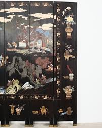 Chinese Export Eight Panel Coromandel Screen Blue Mountain ...