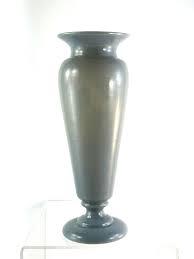 Antique Grey Art Glass Vase: White Enamel Floral Cambridge ...