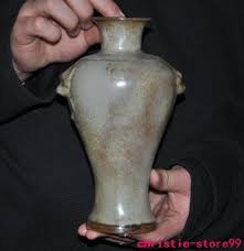 9"China Song Dynasty Ru kiln porcelain beast Zun Cup Bottle ...
