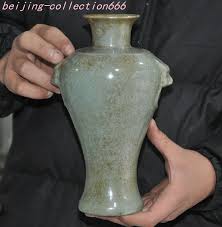 8.6"Old China Song Dynasty Ru kiln porcelain Beast head ...