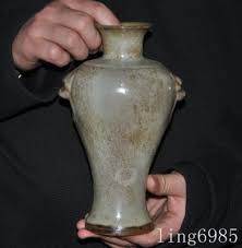 9"China Song Dynasty ru kiln porcelain Beast Head Zun Cup ...