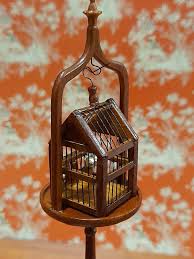 Dollhouse Miniature - Walnut Birdcage on Stand - 1:12 Scale - Etsy UK