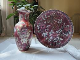 Set Of VINTAGE CHINESE CLOISONNE 10 1/4" VASE & 10 1/4" Plate With Flower | eBay