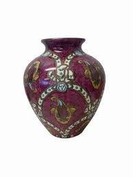 Chinese purple vase w/blue, white, ochre accents, 9H – evolutionhomeonline