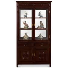 US SELLER - Dark Cherry Rosewood Longevity Motif Oriental China Cabinet | eBay