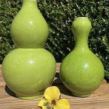 1960-80 TOZAI Celadon Chartreuse Green Crackle Vases ...
