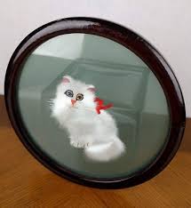 Double Sided Silk Embroidery White Cat Picture 8 ...