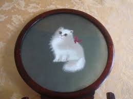 Vintage Chinese Embroidery on Silk 2 Identical Sides Su Cat ...