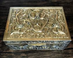Antique Chinese Brass Dragon Box: Repousse Humidor, Watch & Cufflinks - Etsy
