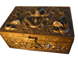 Early 20th Century Chinese Bronze Humidor Tobacco Box Flying Dragons – Designer Unique Finds