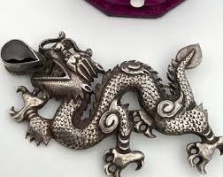 Large Garnet Dragon Brooch Nepal Sterling Silver - Etsy