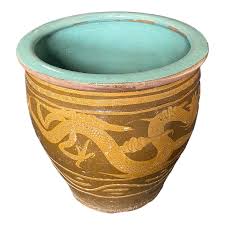 Antique Chinese Black Egg Art Pottery Planter | Chairish