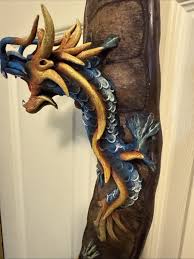 Pair Of Blue Dragons Made Carved From Sawdust On A Bean Pod ...