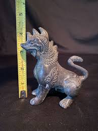 Vintage Cast Iron Metal Chinese Foo Dog Lion Figurine ...