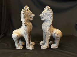 Vintage Pair Khymer Singha Bronze Temple Lion Foo Lion ...