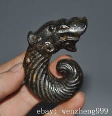 2.4"old China Hongshan culture Old Jade Carved Dragon hook Talisman pendant | eBay