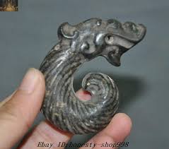 2.2'' old china Hongshan Culture meteorite iron sacrifice dragon hook statue | eBay