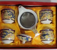 Chinese Tea Set With Dragon Pictures- Yellow | eBay