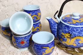 Vintage Golden Dragon Teapot Set: Eastern Double-walled ...