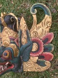 Vintage Barong Wooden Lizard God Mask - Large Display Hand Crafted Indonesia | eBay
