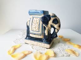 Vintage Ceramic Elephant - Blue and White Chinese Ornament ...