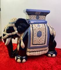 Large ceramic elephant plant stand, approx 43cm tall