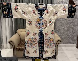 Antique Chinese 1920 Hand Embroidery Silk Floral Robe Length ...