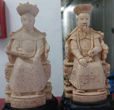 Vintage antique Chinese EMPEROR EMPRESS White resin STATUE ...