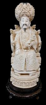 Lot - ASIAN: Three large and intricately carved ivory ...
