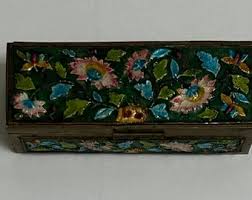 Vintage Chinese Cloisonne Brass Enamel Stamp Box - Etsy