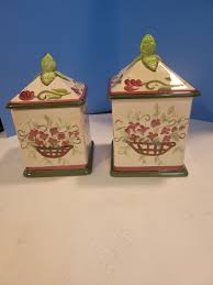 WCL 2p Square Cannister Set Floral Design | eBay