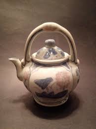 Small White Porcelain Chinese Teapot Chinoiserie Pattern Blue with Pink Flowers | eBay