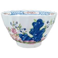 British Hand Painted Blue Rock Pattern 24 Fluted Tea Bowl ...