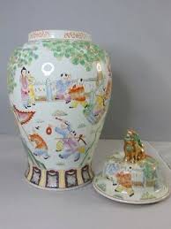 Vintage Hand Painted Floral Chinese Porcelain 32" Temple Jar ...