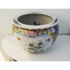 Vintage Large Rose Medallion Jardinaire | Chairish