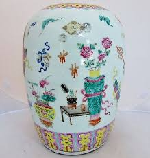 Antique Chinese Famille Rose Urn / Vase with Vases, Flowers, Tables & Bats (12") | eBay