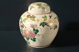 Japanese Crackle Glaze Ginger Jar With Flowers - Etsy