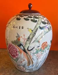 Chinese Hand Painted Ceramic Ginger Jar from Republic Period ...