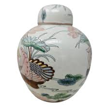 Vintage Chinese Chinoiserie Ginger Jar With Mandarin Ducks ...