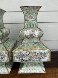 Pair Of Vintage Chinese Canton Enamel Vases | eBay