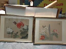Asian Art Signed By Artist Butterflies And Flowers ...