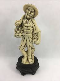 Chinese Man Fruit Seller Vintage White Plastic Resin 6 ...