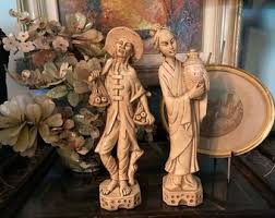 Faux Ivory Plastic Asian Couple Figurines Farmers Pair - Etsy