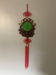 Chinese Culture Red Knot Happy Buddha Dragon And Phoenix Green Faux Jade Wall Hanging for Sale in Brandon, FL - OfferUp