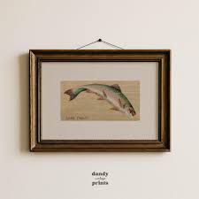 Vintage Trout Print: Cottagecore Farmhouse Fish Art (digital ...